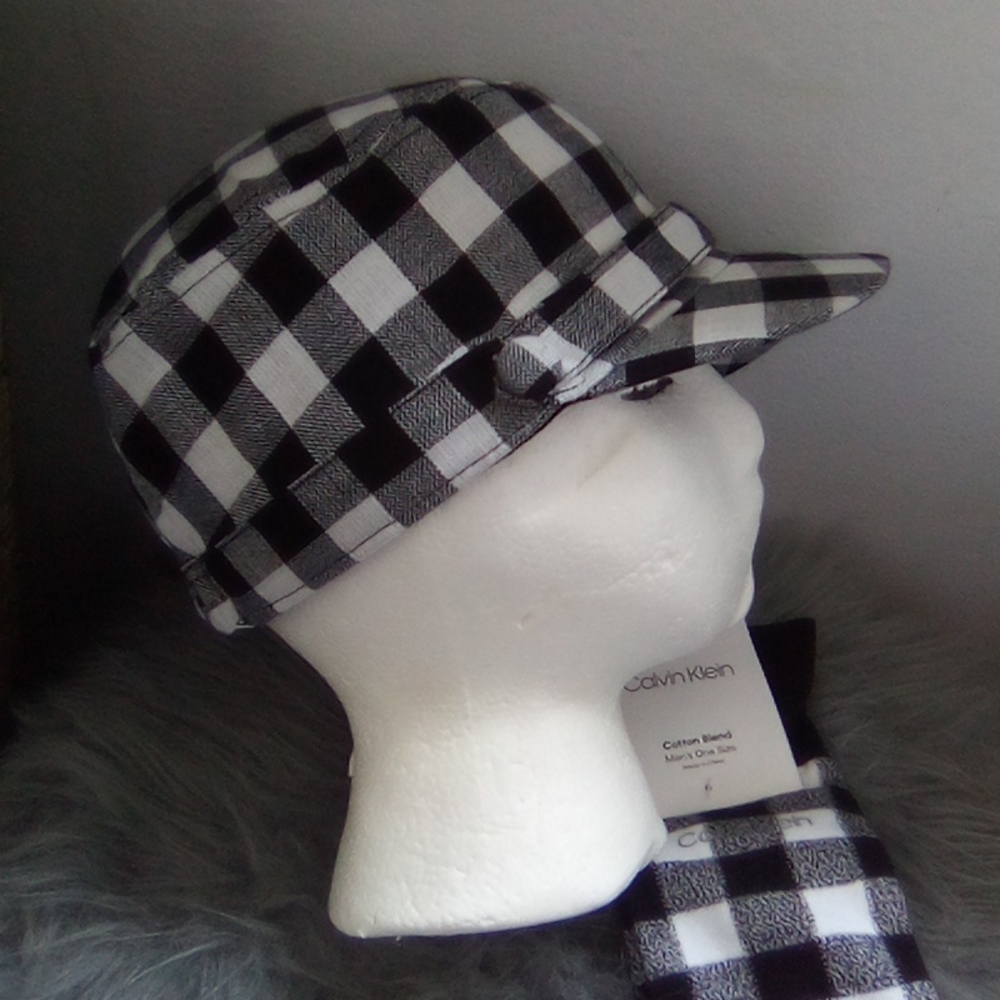 Black and White Buffalo Check Cadet Cap NWT D&Y - Picture 5 of 14